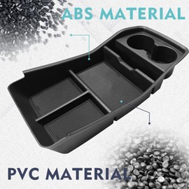 BestEvMod for EV9 Lower Center Console Organizer Tray Interior Accessories Storage Box ABS Material with PVC Trim Compatible with 2024 2025 2026 Kia EV9 Accessories (Cup Holder Lower Organizer)