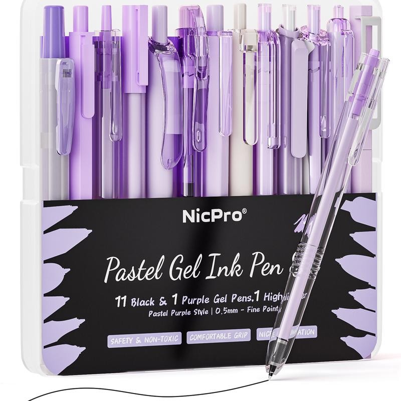 Nicpro 13Pack Pastel Gel Ink Pen Set with Case, Cute
