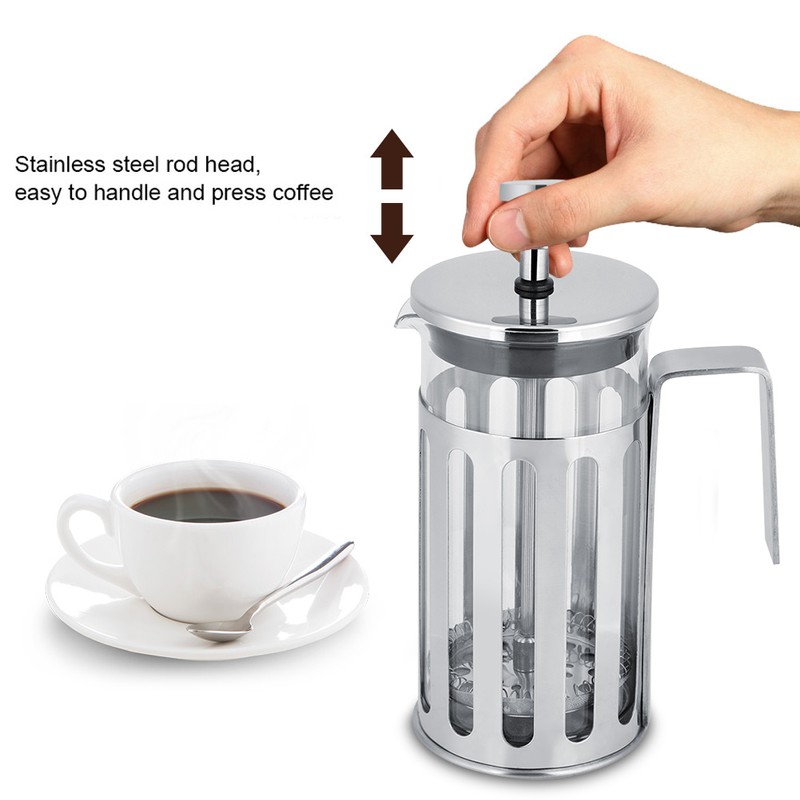 Stainless Steel Glass French Press Filter Coffee Pot Household Tea