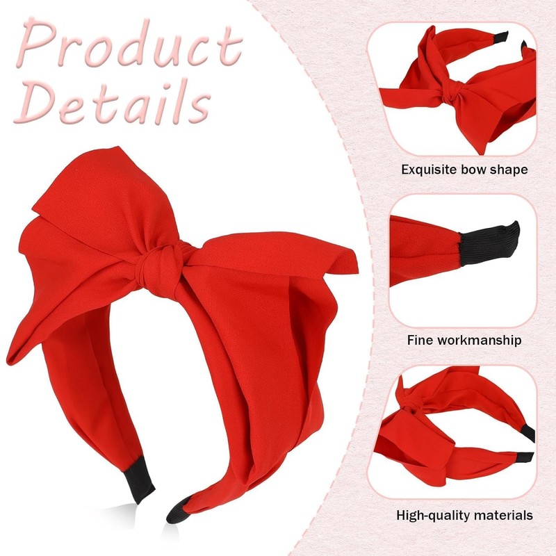 Red Bowknot Headband with Double Layer Bow Hair Accessories for