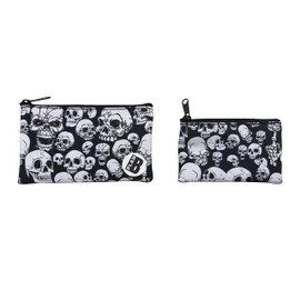 Plan B, Wallet Set of 2 Coin Holders 14 x 8 cm and 11 x 6 cm, White Skulls, Wallet