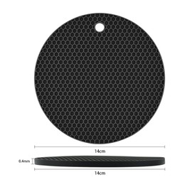 TENOC Silicone Trivet Mats for Hot Pots & Pans, Heat Resistant Pot Holder, Non-Slip Hot Pads for Dishes & Cookware, Multipurpose Kitchen Table Teapot Coaster, 5.5-Inch, Black