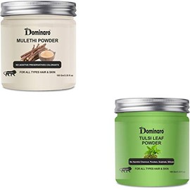 Dominaro 100 % Organic Mulethi & Tulsi Leaf Powder For Skin Care & Hair Care 100 gm Combo Pack of 2 Jars 200 gm (200 g)