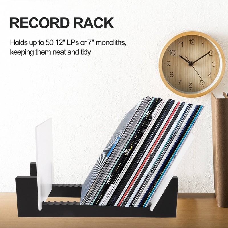 ivamulie Vinyl Record Storage Shelf for 50, 13.7 Record Stand,
