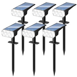 DINGLILIGHTING Solar Lights Outdoor Waterproof: IP65 Led Spot Light Decorations for Garden - 3 Lighting Modes Solar Powered for Yard - Dust to Dawn Uplighting Landscape Pathway Drive Patios 6PC White