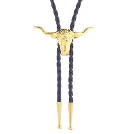 HUABOLA CALYN Western Longhorn bull Bolo tie for Men Native American Vintage Cowboy Texas Style Gold Bolo Ties