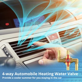yeesport 4-way Automobile Heating Water Valve, Brass Automotive Integrated Manual Control Valve, Heater Core Bypass 5/8in