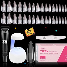 Beetles Tipex Instant Apex Nail Tips Thick Acrylic Nail Set for Flat Nails Manicure Stiletto Square Almond Coffin Nail Tips Nail Art DIY Gift for Women #TikTokShopBacktoSchool:_512PCS Square Short（NO GLUE&Lamp）