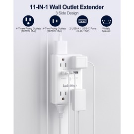 kakahigh Wall Outlet Extender with Screw, 8 Way Outlets with 1680J Surge Protected, Multi Plug Wall Outlet with USB Ports, LED Indicator, 1875W Wall Mounted Surge Protectors for Dorm Room Office Kitchen