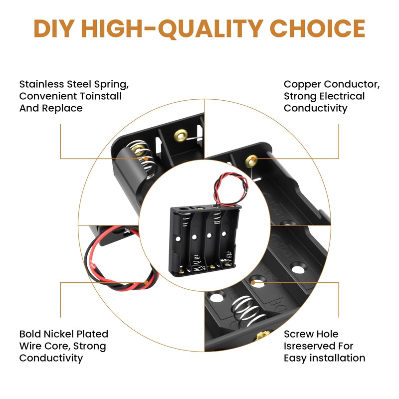 ZDRU 4 AA Battery Holder with Leads, 6V (4x1.5V) Thicken