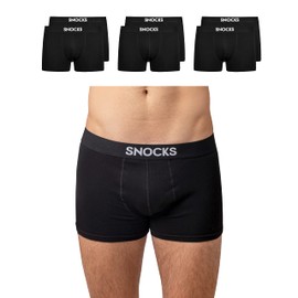 Snocks Men's Boxer Shorts Organic Cotton (Pack of 6) Underpants without Cutting Elastic Waistband (Size S–4XL), 6x Black