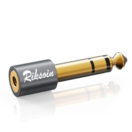 3.5mm to 6.35mm Conversion Plug, RIKSOIN (1 piece), Stereo Mini Plug (Female) to Stereo Standard Plug (Male) Earphone Jack Converter, 24K Gold Plated, Suitable for Headphones, Amplifiers, Electronic