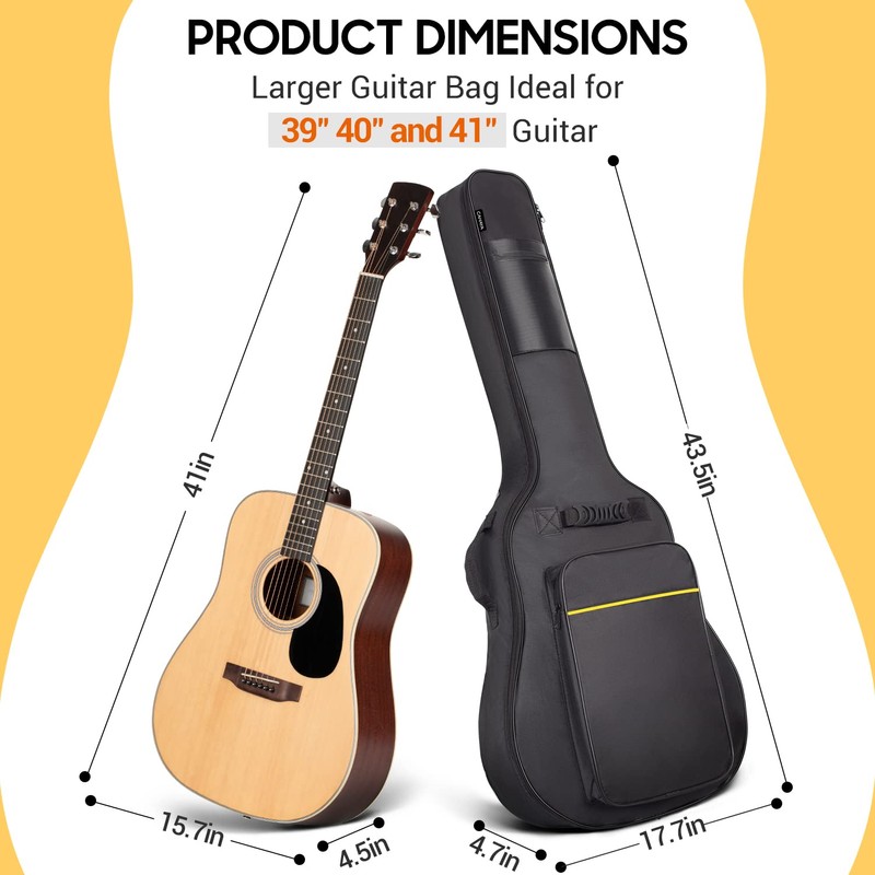 CAHAYA 41 In Acoustic Guitar Bag 0.35 In Thick Padding