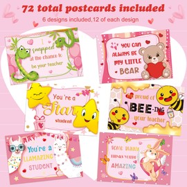 72 Pieces Teacher Valentines for Students, Blank Valentine Cards from Teacher to Students Cute Valentines Postcards for Students from Teacher, 4 x 6 Inch, Funny Fill in Notecards for Students Gifts