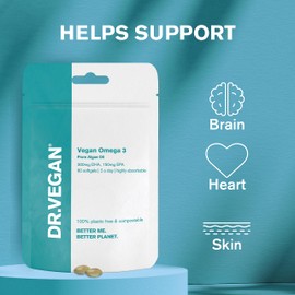 DR.VEGAN Omega 3 | Plant Based Supplements | Vegan Friendly | 60 Softgels | Two-A-Day