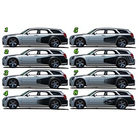 Cuda Billboard Racing Stripes Kit 2005-2008 SXT RT SE SRT-8 Compatible with Magnum(Color: Gloss Black, Style: 7)