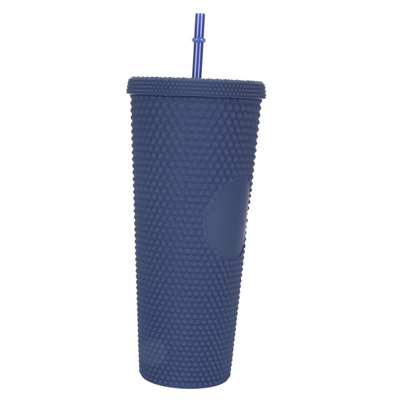 Coffee Tumbler with Lid and Straw Matte Dark Blue Double