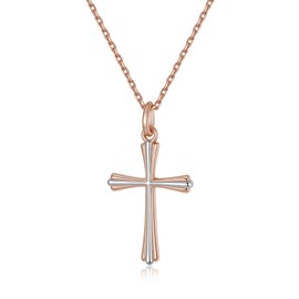 GAVU Rose Gold Plated Stainless Steel Necklace Women's Cross Necklace, Rose Gold Cross Necklace for Women