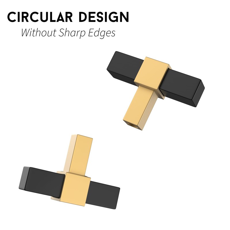goldenwarm 25 Pack Cabinet Knobs Black and Gold Kitchen Cabinet