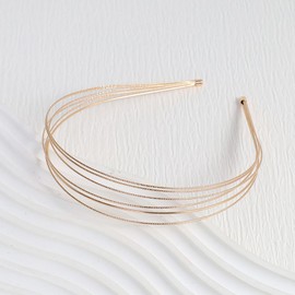 UUYYEO 2 Pcs Metal Multi Layer Headband Thin Wire Head Band Simple Party Hair Bands Skinny Elegant Hair Bands Fashion Bridal Hair Hoop for Women