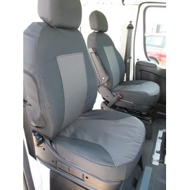 Durafit Seat Covers Exact Fit for 2013-2024 Promaster Van Exact Fit Front Bucket Seat Covers, Armrest on Both Seats. Made in Water-Resistant Two Tone Gray and Dark Gray Twill