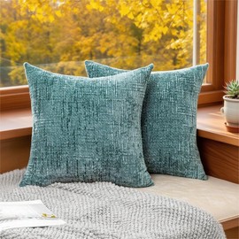 IGEMAEVE - Juego de 2 fundas de almohada decorativas verdes de 20 x 20 pulgadas, sin rellenos, fundas de almohada bohemias para sofá, cama, sala de estar, funda de chenilla con textura suave con