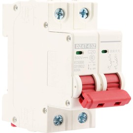 DC Circuit Breaker, DC Isolator Switch DZ47-63Z-2P 500V 20A for Photovoltaic Systems, Thermal Magnetic Trip, 35mm DIN Rail Mounting, PV Isolator Switch, Solar System Isolator
