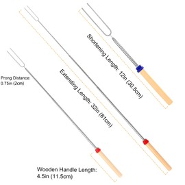 12 PCS Marshmallow Roasting Sticks, Telescoping Smores Sticks for Open Fire Pit, 32 Inch Long Marshmallow Toasting Barbecue Forks BBQ Smores Skewers for Campfire Camping Hotdog Hot Dog Bonfire Grill