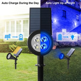 T-SUN Blue Solar Spotlights, Solar Lights Outdoor Waterproof, Auto ON/Off Adjustable Solar Garden Pond Lights for Tree, Patio, Yard, Garden, Driveway, Stairs, Pool Area (Blue- 2 Pack)