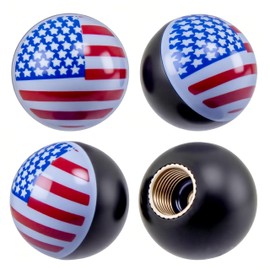 QILISEN American Flag Tire Valve Stem Caps – 4 Pack, Black Round Caps with Brass Core & Rubber Seal – Dustproof, Leak-Proof, Fade-Resistant – Universal Fit for Car, Truck, Motorcycle, Bike