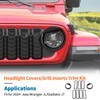 JeCar 9pcs Black Grill Inserts Headlight Covers Trim Kit for