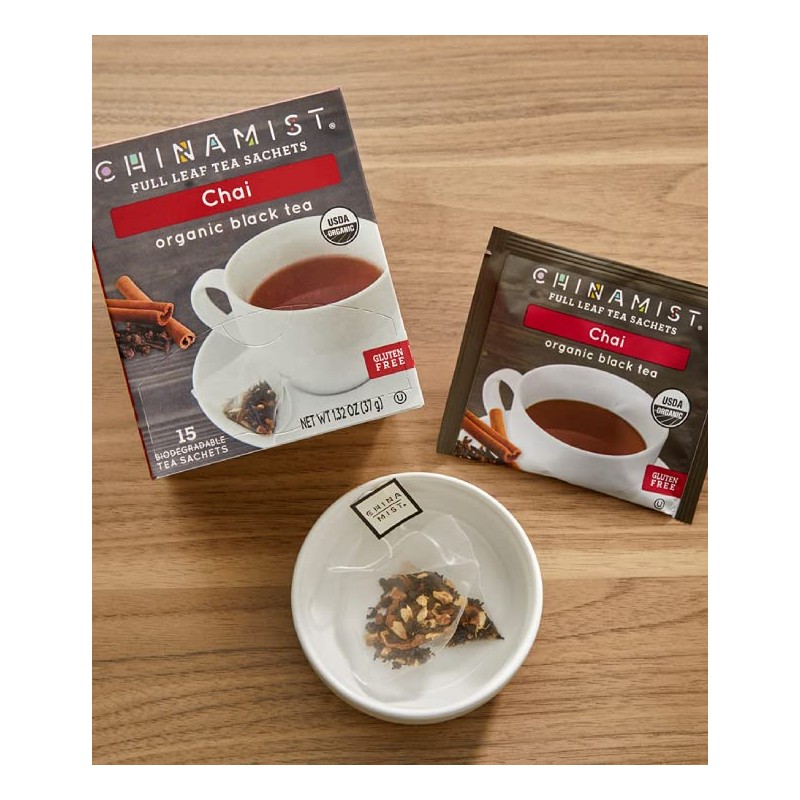 China Mist Full Tea Satchets, Chai, Organic Black Tea (6