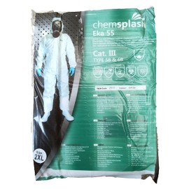 Tiacare Chemsplash Disposable Coverall Eka 55 Cat III Type 5B & 6B (1, Extra Large), White