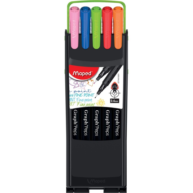 Maped Graph'Peps Compact 749155 Fineliner Pens Pack of 10 Plastic
