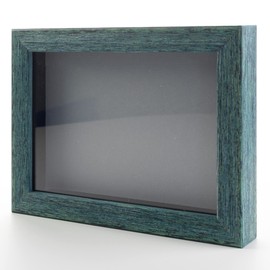 Rustic Blue 24x30 Large Shadow Box Display Wooden Frame with Grey Acid-Free Backing UV Acrylic & Hanging Hardware - with 3/4" Usable Depth - Great Jersey Wall Display Shadowbox