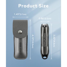 Nail Clippers with Catcher/Stainless Steel Heavy Duty Fingernail and Built-in Nail File for Men & Women/Ergonomic Handle with Wide Jaws for Thick Nails/Includes Leather Storage Bag,Key Ring.GENPAR