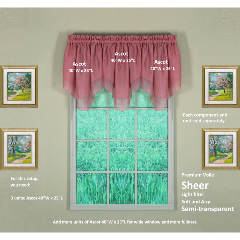 Today's Curtain Emelia Original Voile Ascot 25", Mauve, 40" W