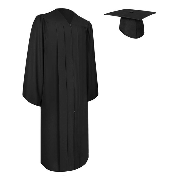 Endea Graduation Matte Cap and Gown (Black, 51 (5'6'' -