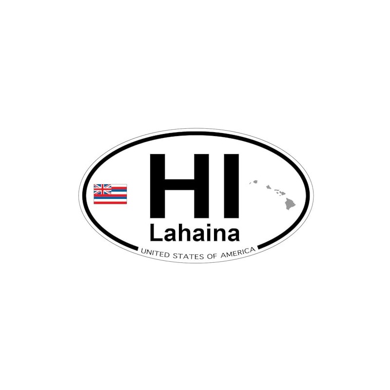 US Decal, Inc. Lahaina, Hawaii - Oval Magnet with State