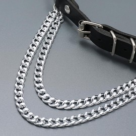 Deelfel Women's Choker Necklace, PU Leather, With Chain, Punk Style, Neck Accessory, Adjustable, Double Chain, Lock, Unique, Fashion Accessory