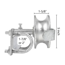 Wmebee Sliding Gate Rollers, Steel Rolling Gate Hardware for 2'' (1-7/8'') Gate Frame & 1-5/8'' Track Pipe, Double U Bolt, (4 Pack)