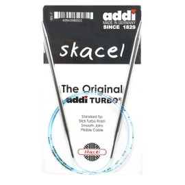 addi Turbo Original 60 inch (150cm) US 36 (20.0mm) Circular Knitting Needle, Plastic Shaft, Standard Taper & Tips, Smooth Joins, Blue Pliable Cord with 10 Colorful Stitch Markers