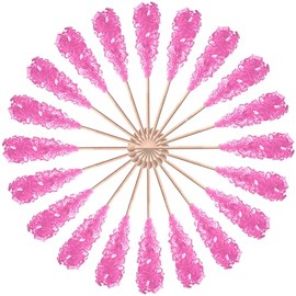 Rock Candy Crystal Lollipops, Purple, Red, Blue, Orange,Pink, White Sugar Sticks, Individually Wrapped, 20 Pieces (Cherry)