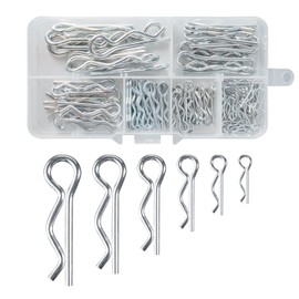 100 Pcs Cotter Pins Assortment Kit, Stainless Steel R Clips Split Pins Retaining Spring Hitch, Heavy Duty for Trucks Tractors Lawn Mowers Cars (6 Sizes)