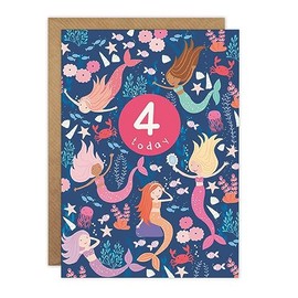 James Ellis Age 4 Birthday Card (Mermaids)