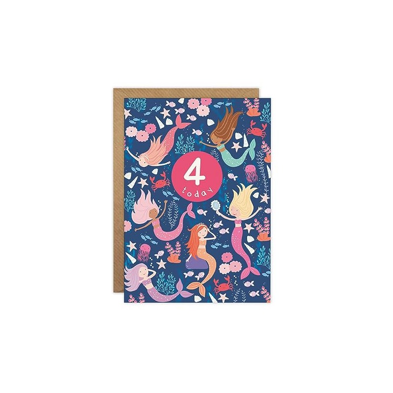James Ellis Age 4 Birthday Card (Mermaids)