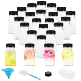Oungy Pack of 24 Shot Bottles for Filling 120 ml Small Mini Bottles for Filling 120 ml / 4 oz Shot Mini Plastic Bottles with Lid for Mini Fridge, Milk, Water