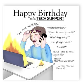 NotNiceThings Funny Birthday Day Card, Tech Support, Card from Son, For Mum, Cheeky Card, Rude Card for Mum, From Daughter, Computer, Rude Birthday Cards, Nan