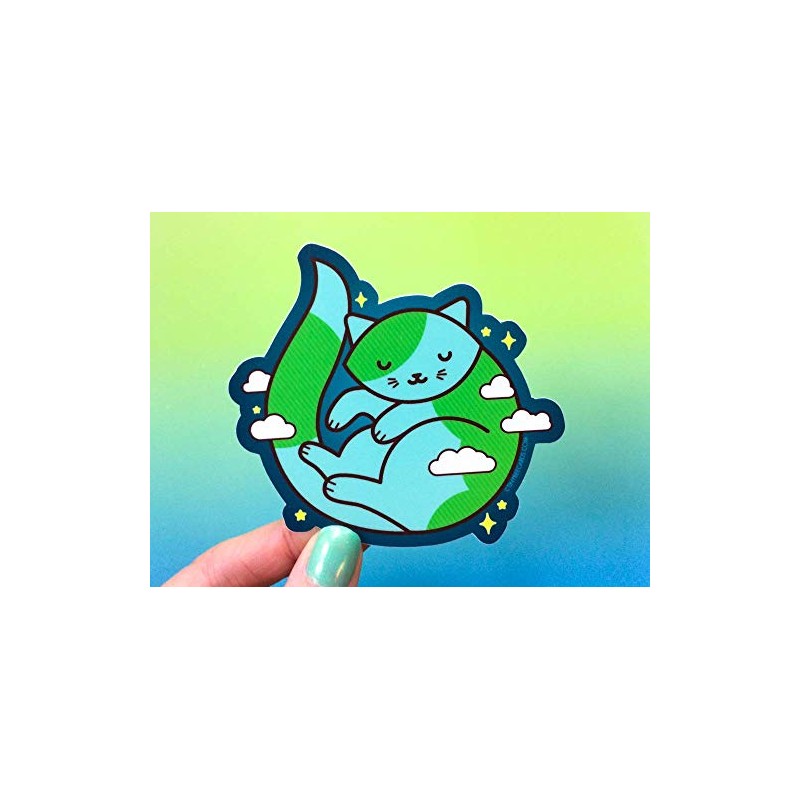 Cute Earth Cat Sticker "Purrth" - Cosmic Outer Space Cat