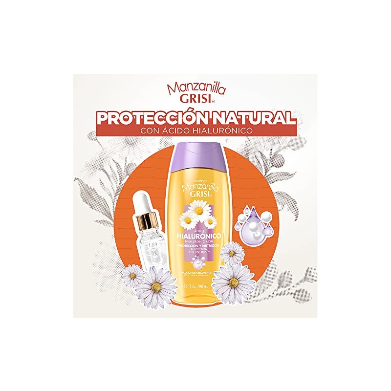 Manzanilla Grisi, Shampoo Ácido Hialurónico, 400 ml | Protección y